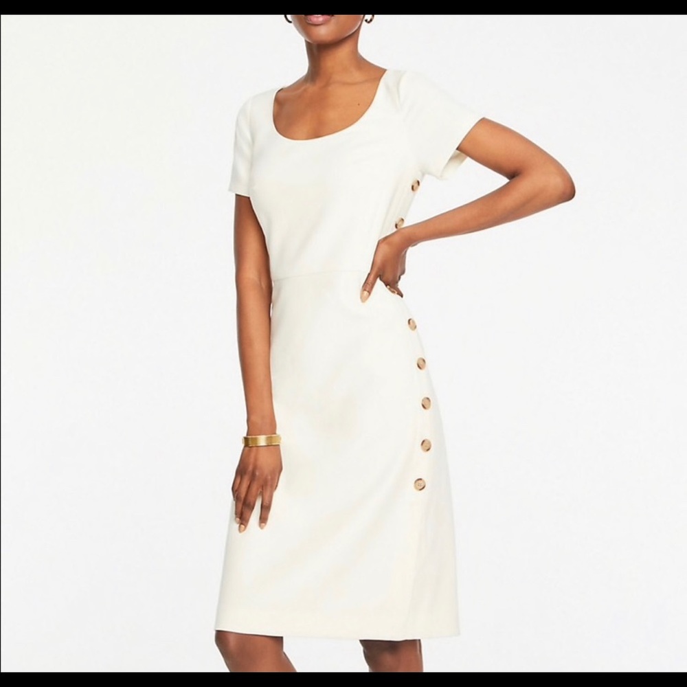 NWOT cream midi dress with buttons from Ann Taylor
